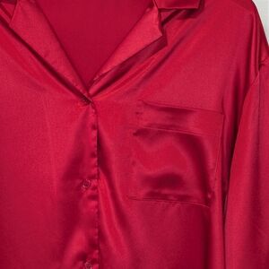 Victoria's Secret Pink Label Vintage Red Satin Sleep Shirt